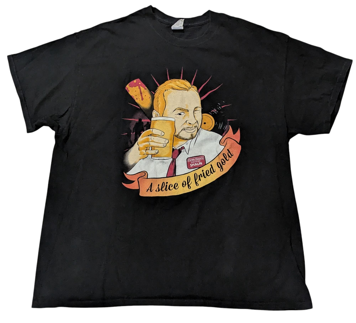 Gildan Shaun of the Dead A Slice of Fried Gold Mens XL T-Shirt