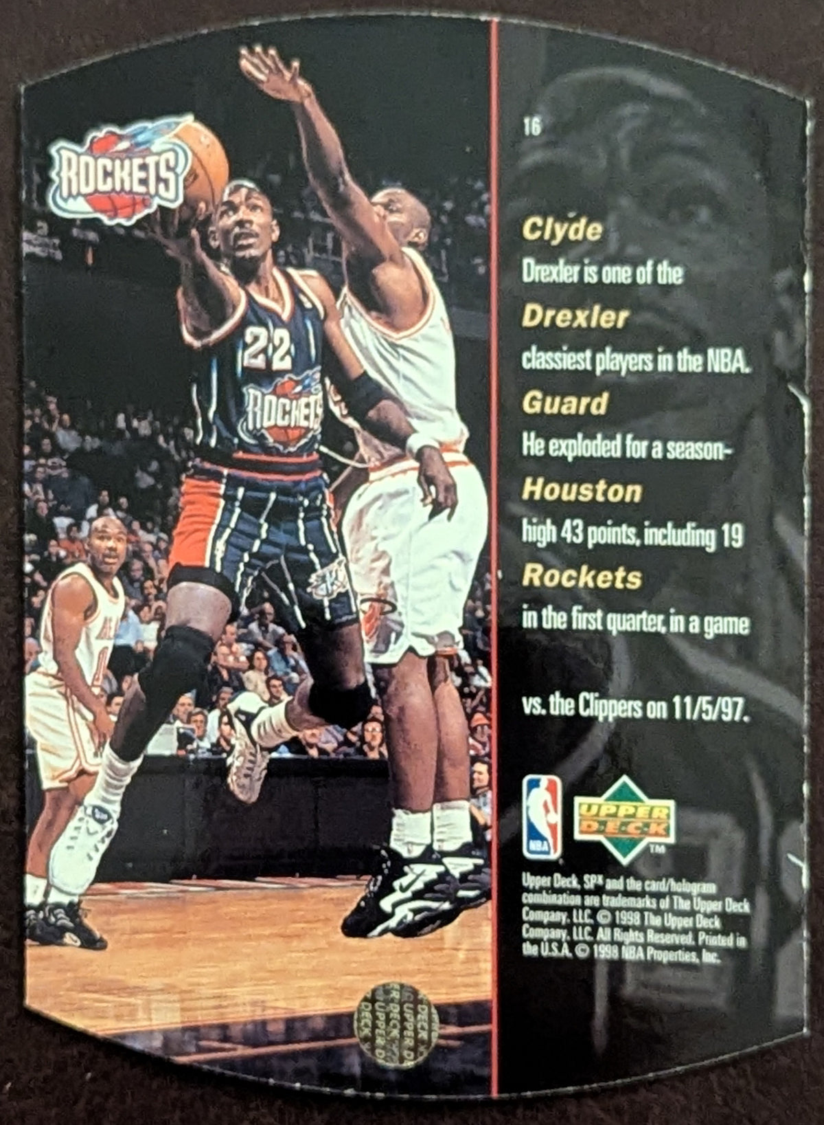 1997-98 Upper Deck SPX Die Cut Silver Clyde Drexler Rockets #16 image 2