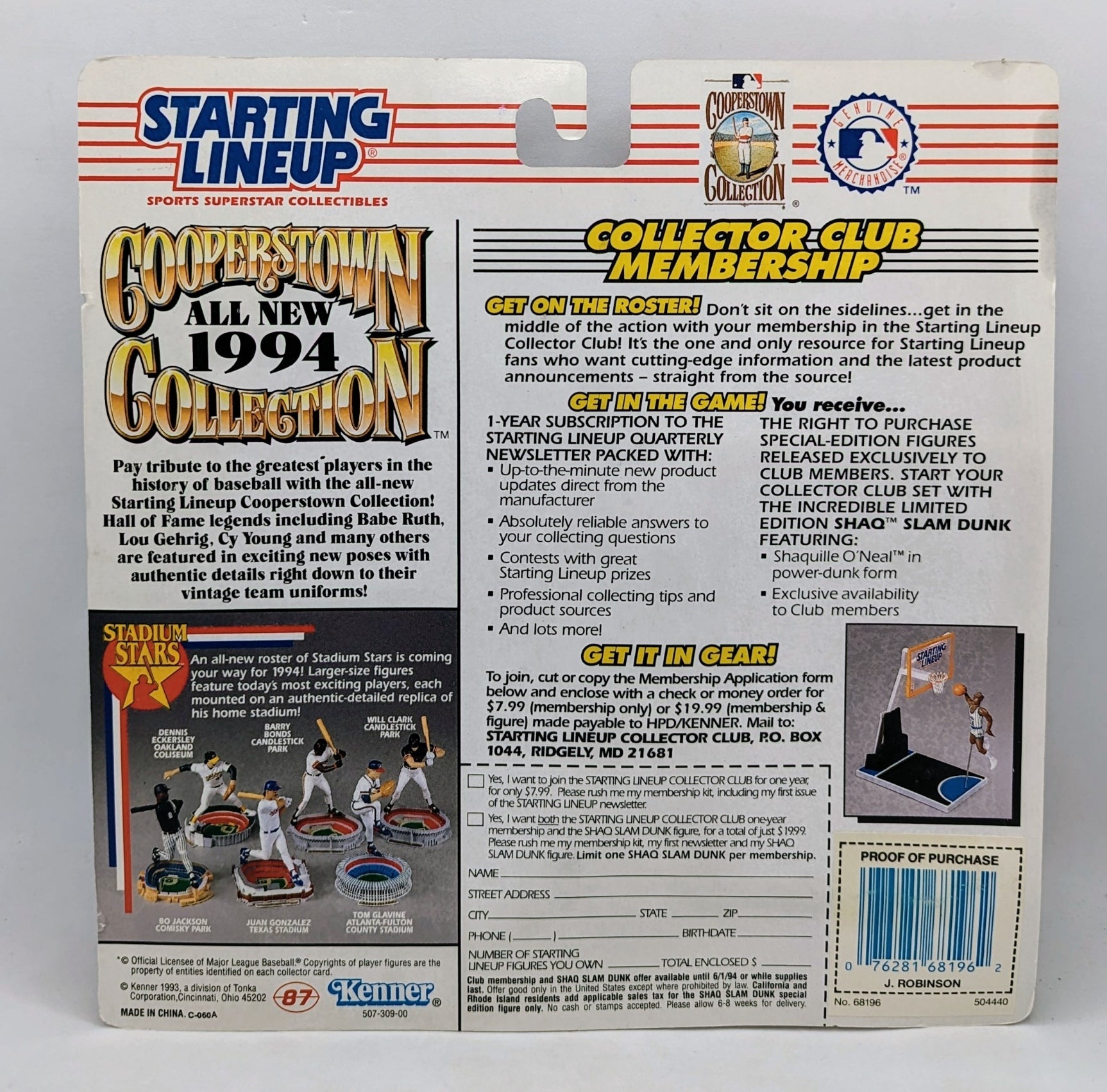 1993 Kenner Starting Lineup Cooperstown Jackie Robinson Brooklyn Dodgers Figure image 2