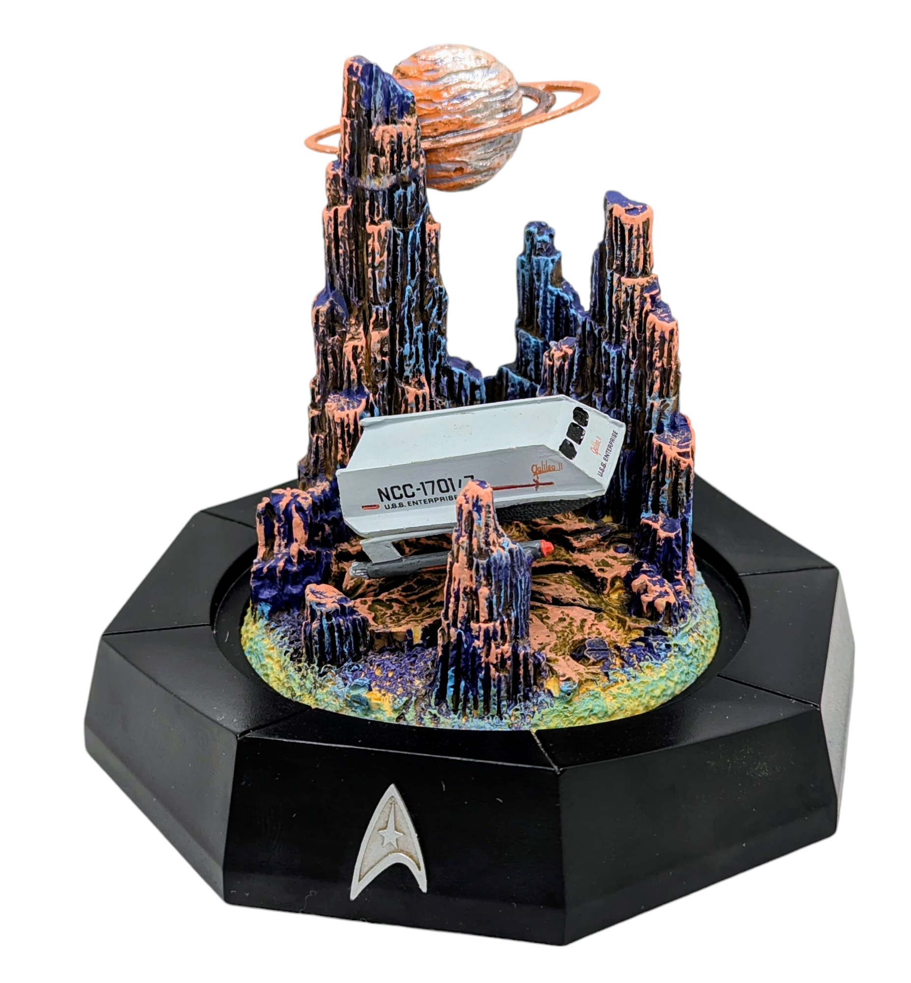 1995 Franklin Mint Star Trek Galileo II Shuttlecraft Glass Dome Diorama Sculpt image 2