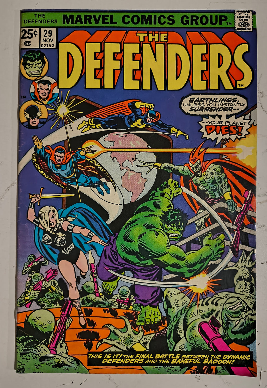 1975 Marvel Comics The Defenders #29 Guardians of the Galaxy 2nd Full Starhawk