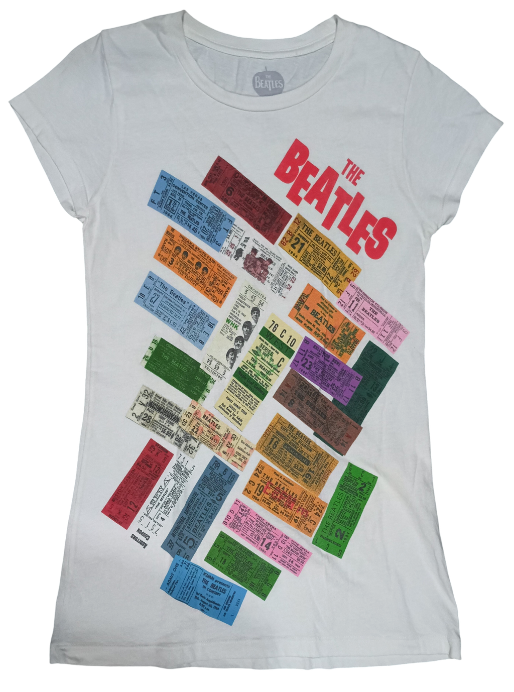 2013 Apple Corps The Beatles Stacked Concert Tickets Girls Medium T-Shirt