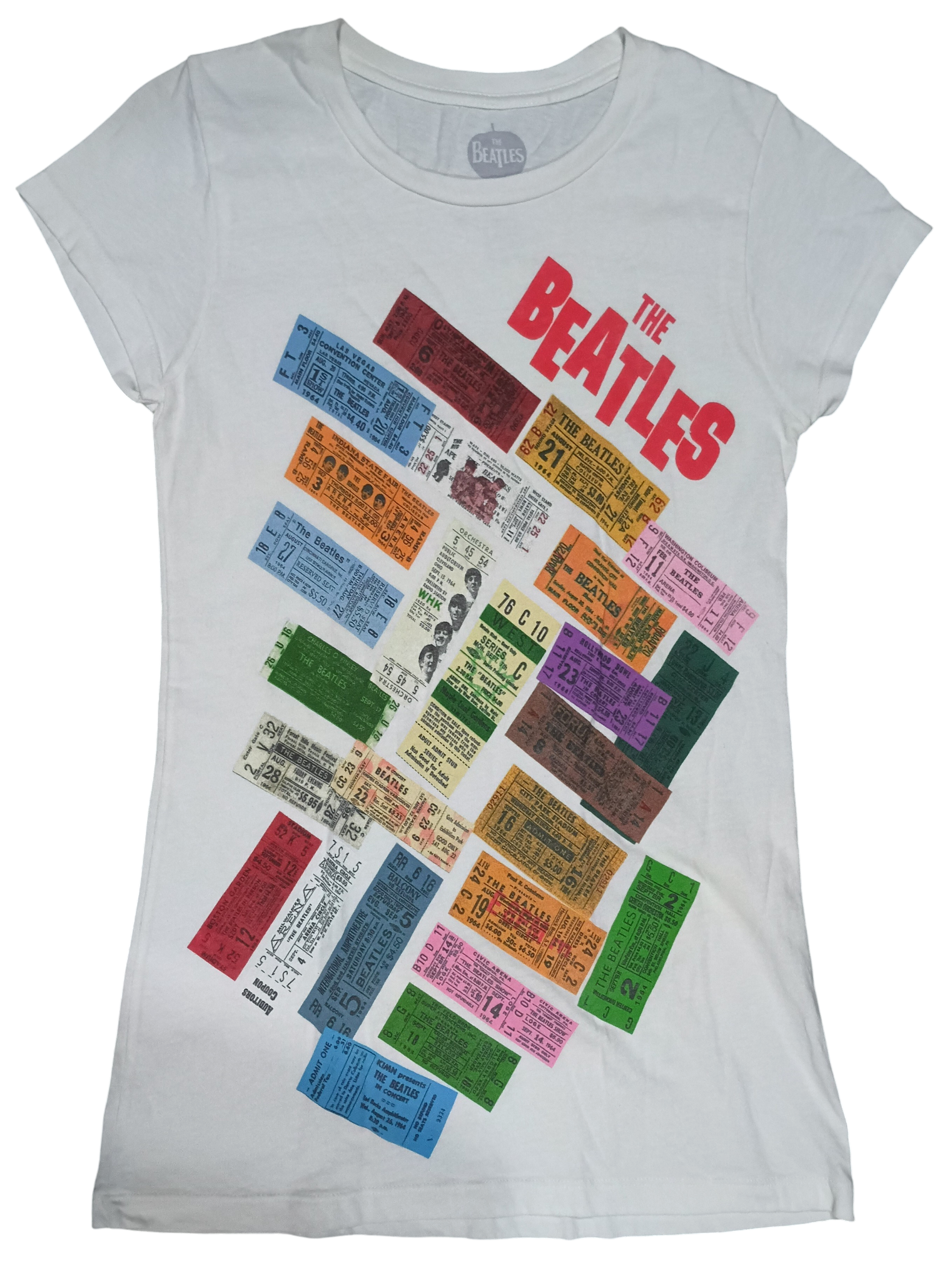 2013 Apple Corps The Beatles Stacked Concert Tickets Girls Medium T-Shirt
