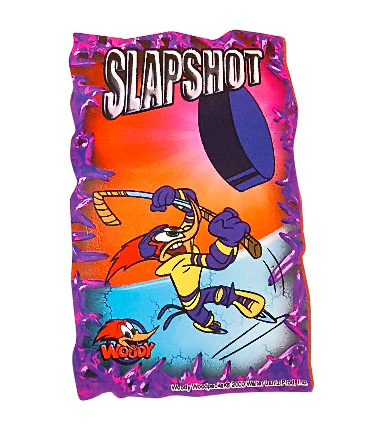 2000 Universal Studios Woody Woodpecker Slapshot Hockey Sticker