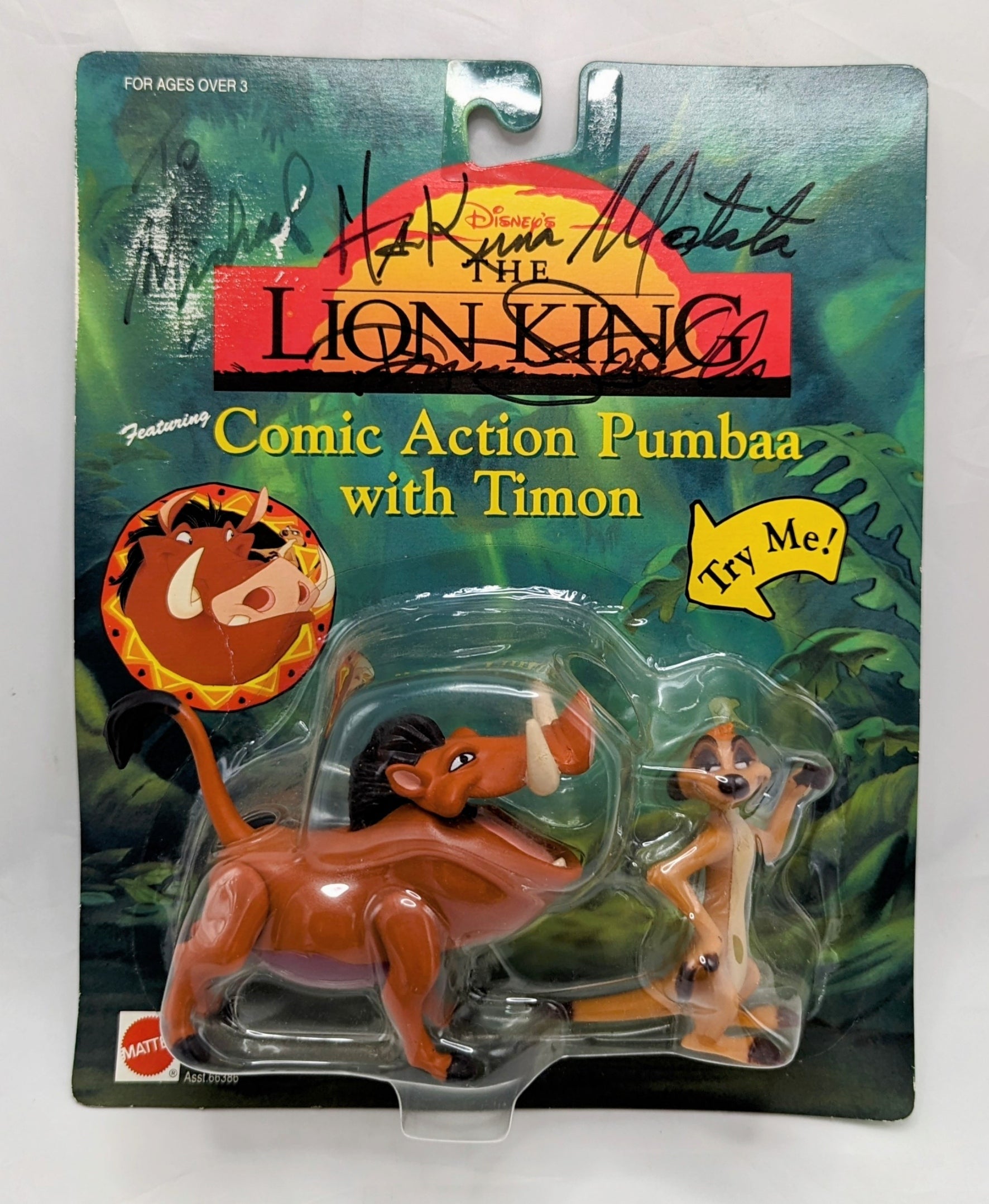 Mattel Disney's The Lion King Comic Action Pumbaa & Timon Ernie Sabella Signed