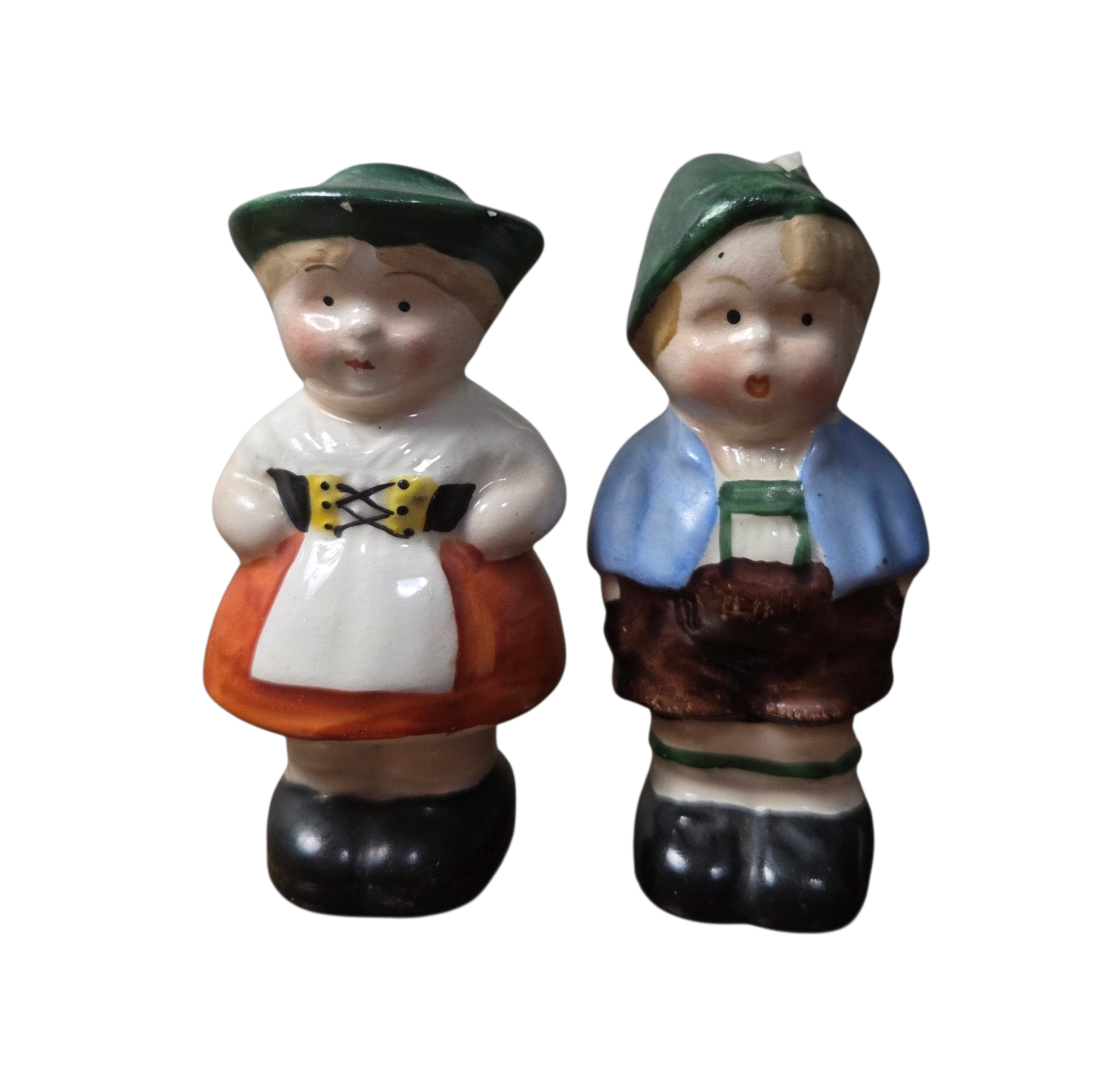 Vintage Goebel Hummel German Salt And Pepper Shakers Bavarian Boy and Girl