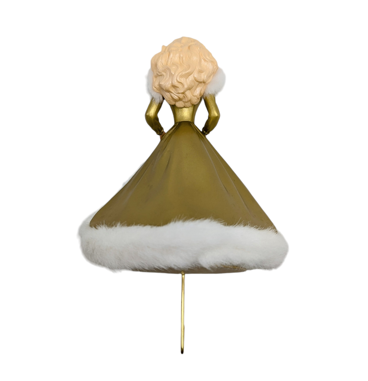1995 Mattel Happy Holidays Barbie Stocking Hanger Golden Dress image 4