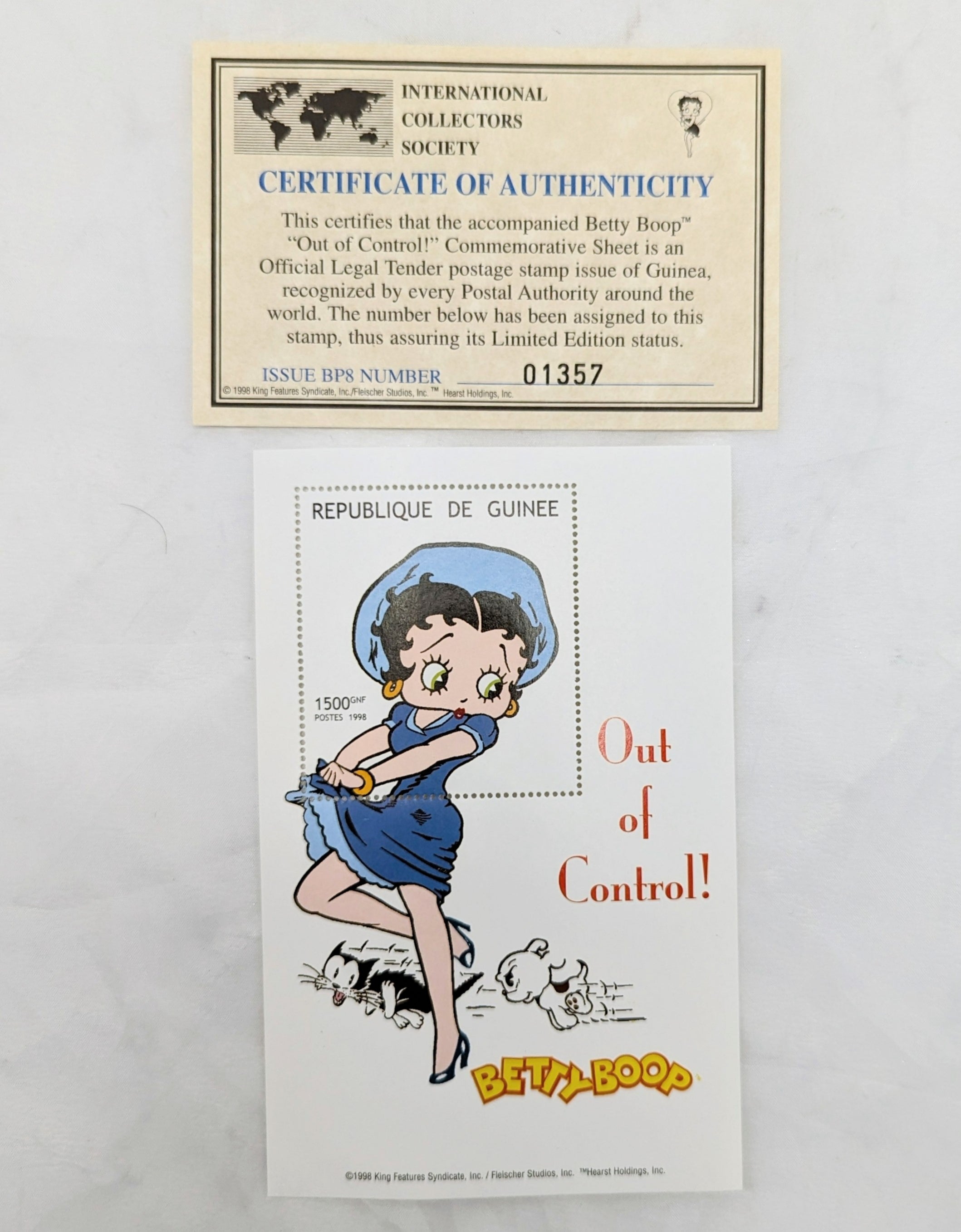 1998 Guinea Betty Boop Out Of Control Stamp