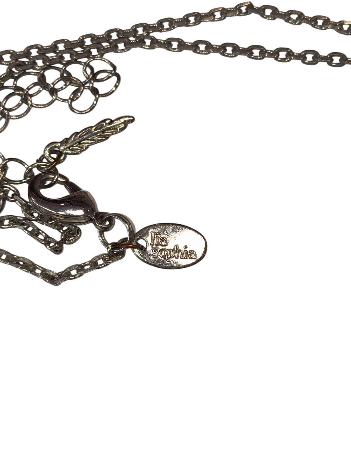 Lia Sophia Featherstone Silver Tone Feather Dangle Retired Pendant Necklace image 3