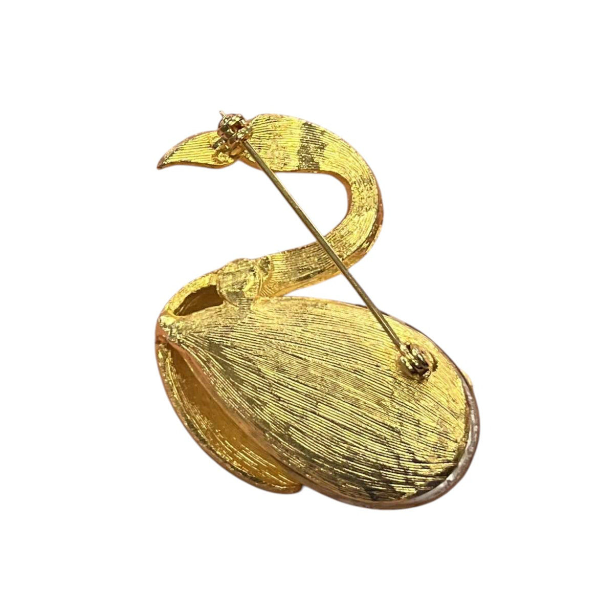Swan Faux Pearl Brooch Gold Tone Pin Brooch image 2