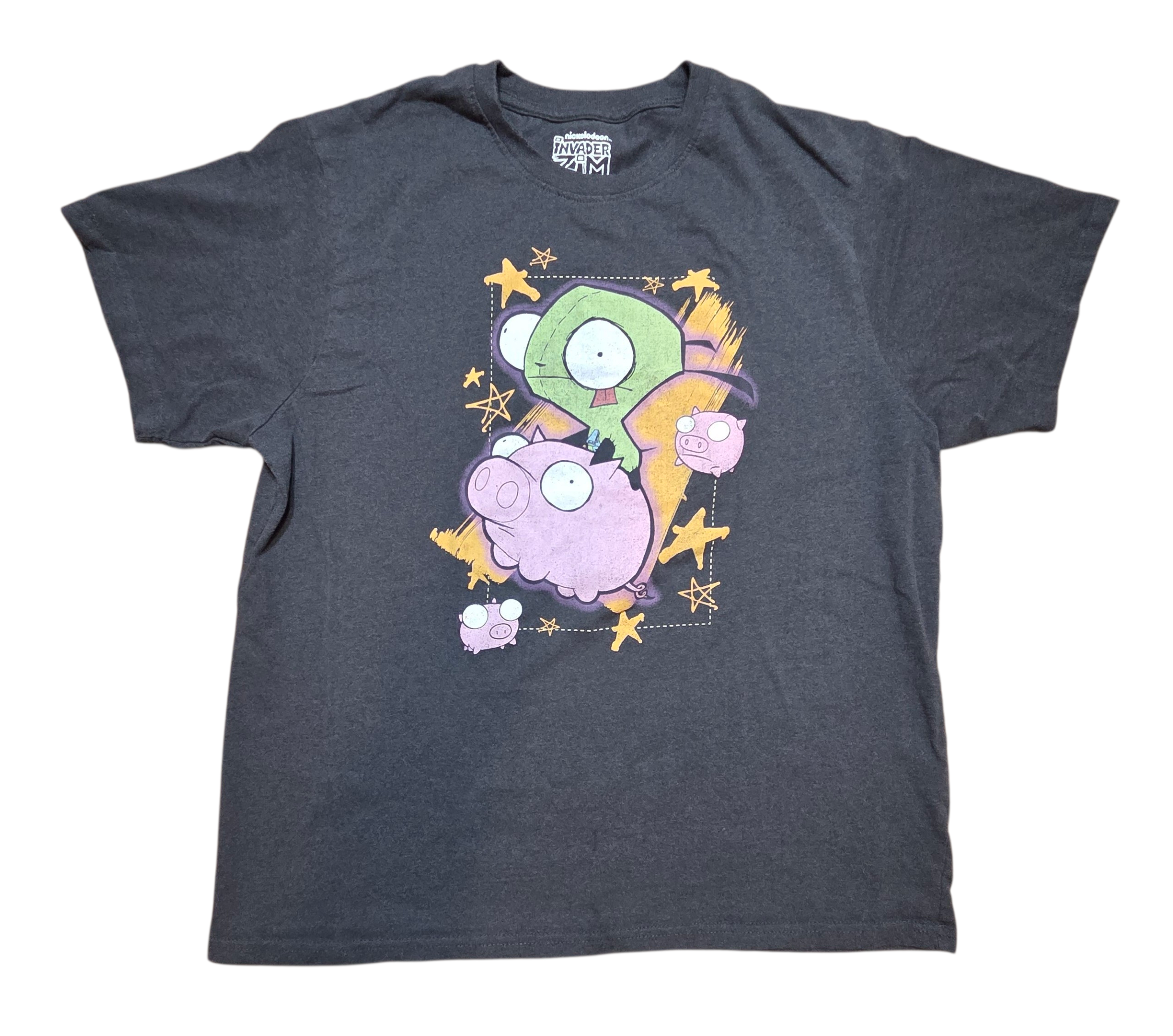 Nickelodeon Invader Zim GIR Riding Pig Black Graphic T-Shirt Size XL