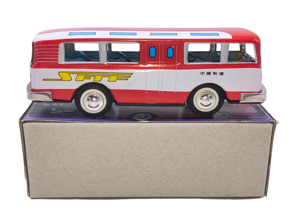 Vintage Tour Bus SFTF Toy Friction Tourist Coach MF 130 Original Box China image 2