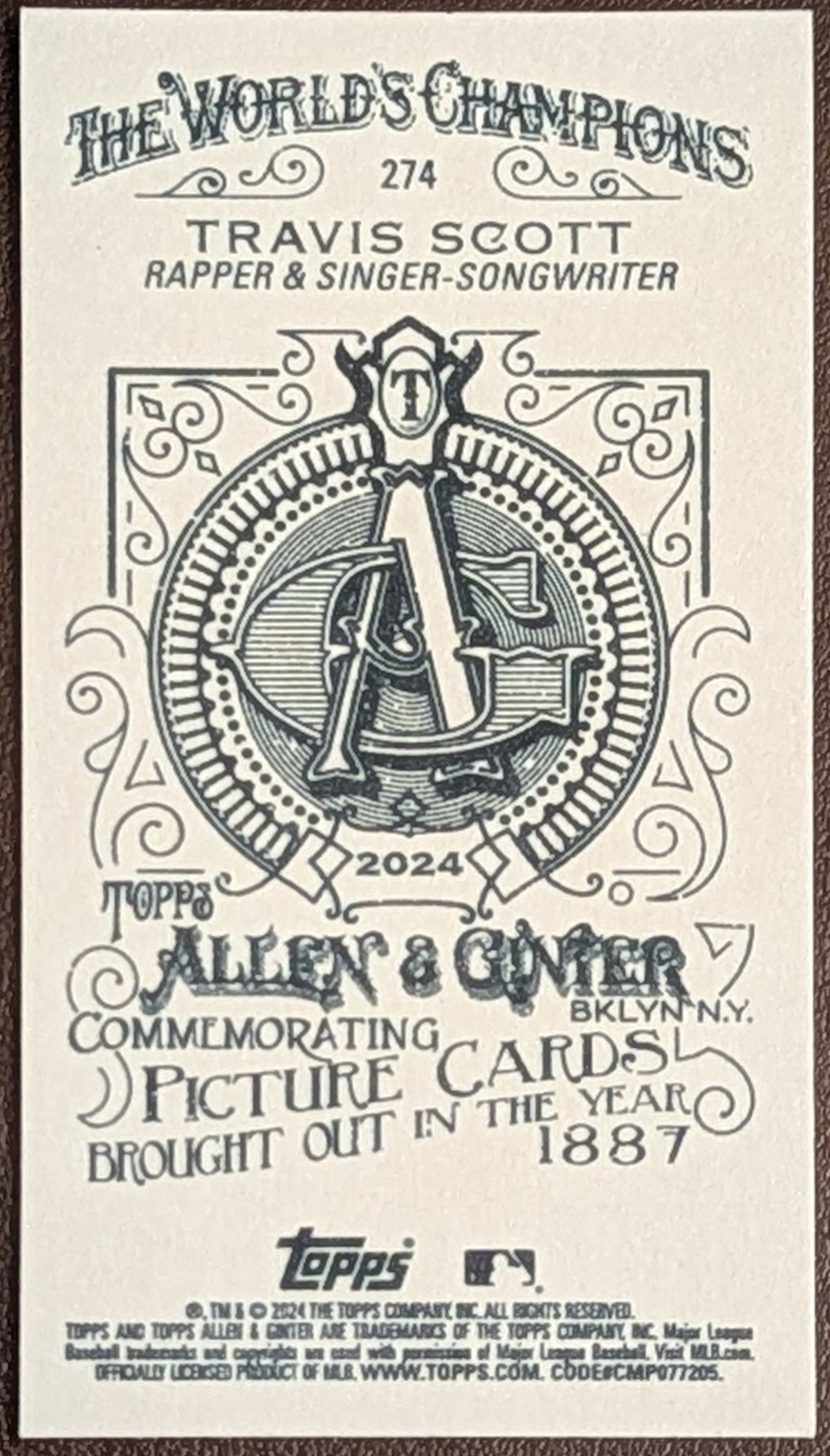2024 Topps Allen & Ginter Baseball A&G Back Mini Travis Scott image 2