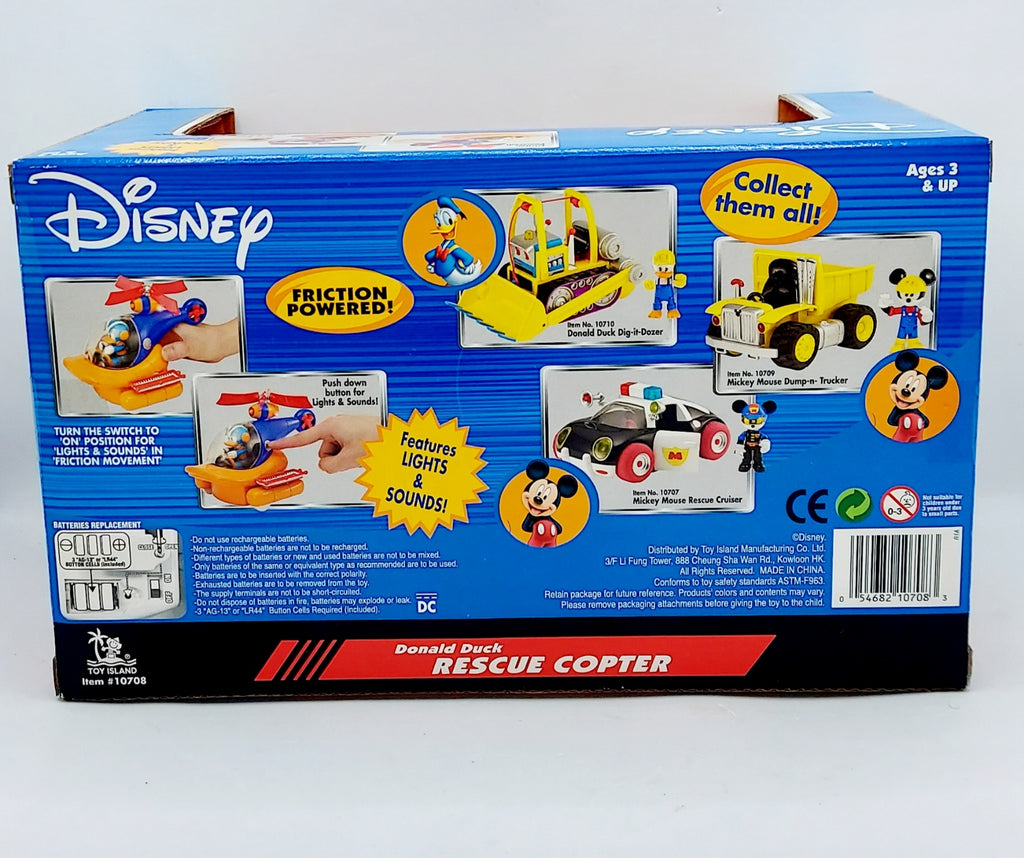 Toy Island Disney Donald Duck Rescue Copter Friction Powered Light Sounds image 2