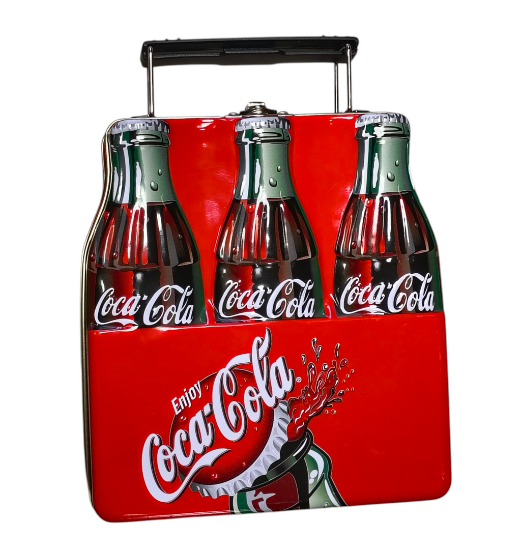 Coca Cola Six Pack Coke Bottle Tin Mini Lunch Box With Handle