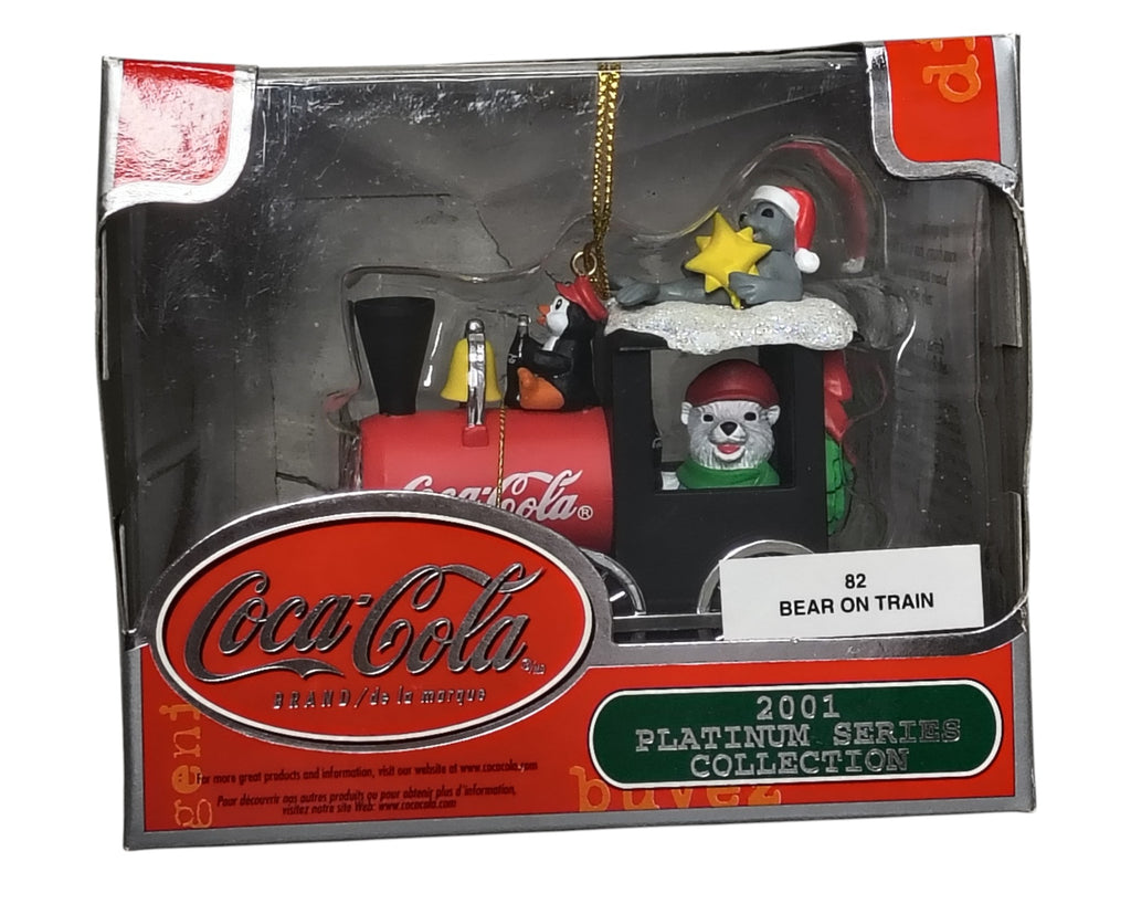 2001 Coca-Cola Bear On Train Trim a Tree Platinum Series Collection Ornament