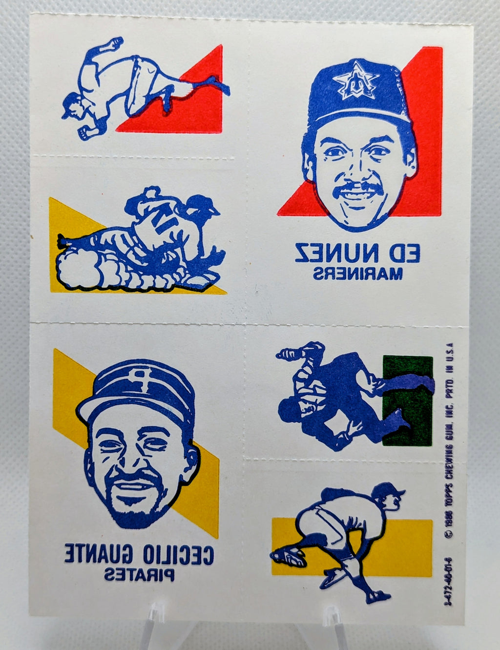 1986 Topps Tattoos Edwin Nunez Cecilio Guante
