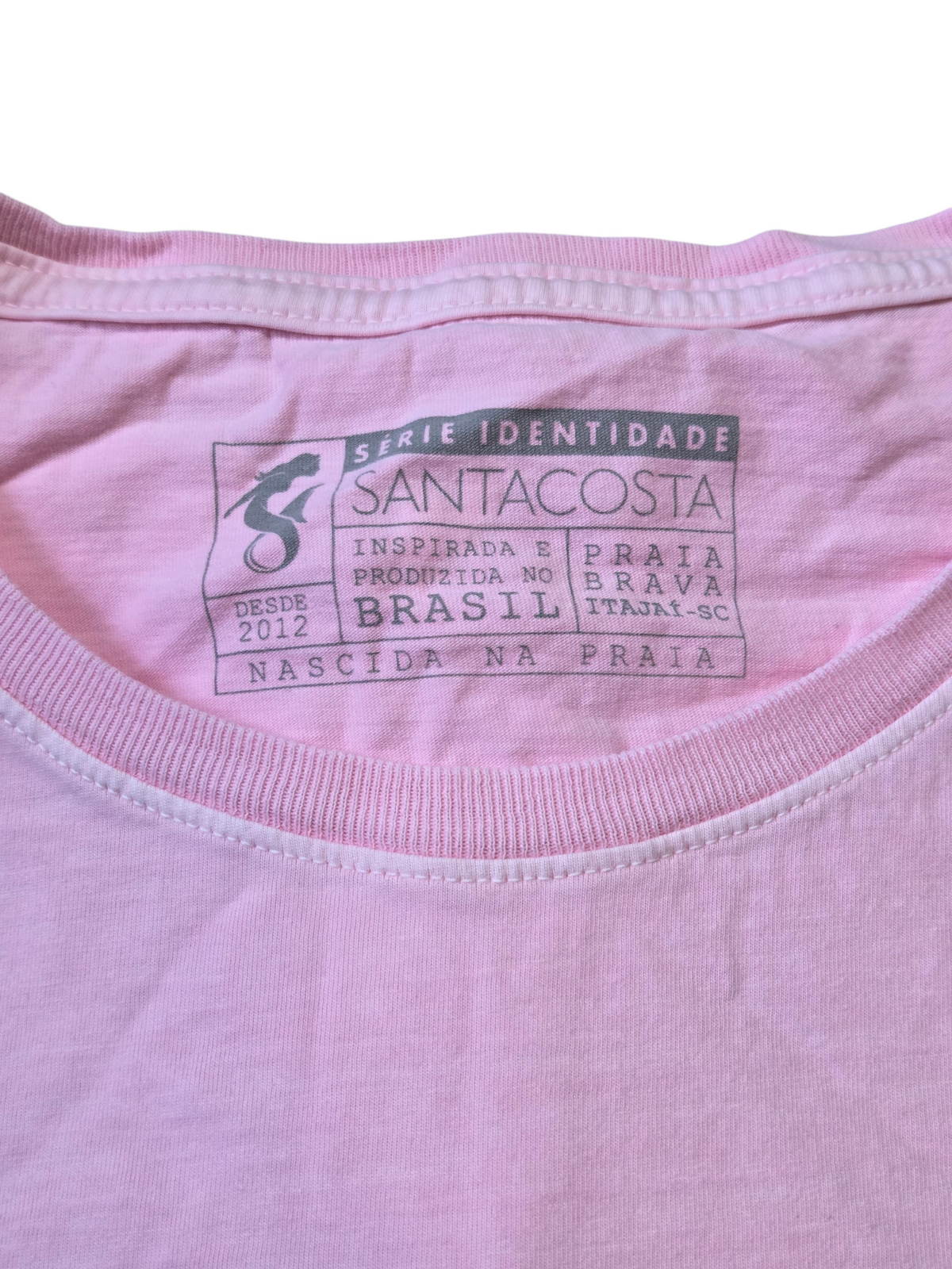 Santacosta Brazil Embroidered Signature Pink T-Shirt Unisex Size L/XL image 4