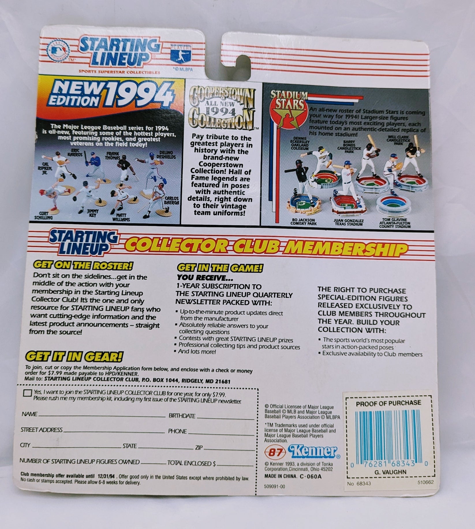 1994 Kenner Starting Lineup Greg Vaughn Milwaukee Brewers Figure image 2