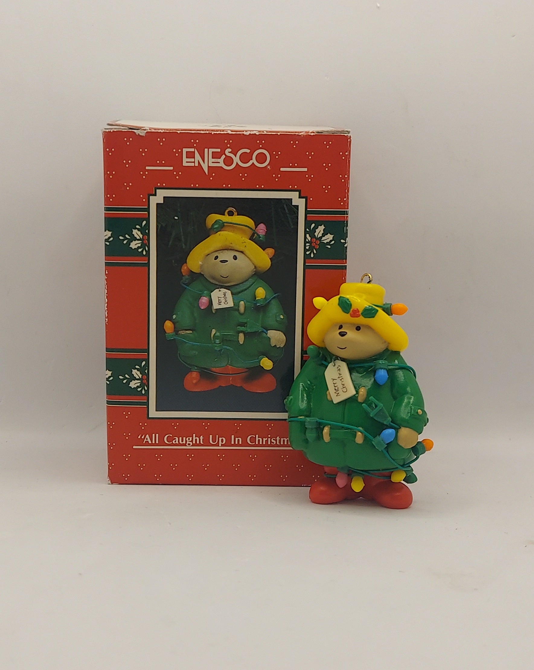 1991 Enesco Treasury All Caught Up In Christmas Ornament