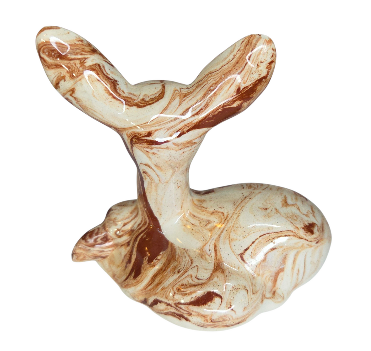Vintage Montana Clay Brown Marbled Deer Mother & Baby Fawn Figurine Statue image 2