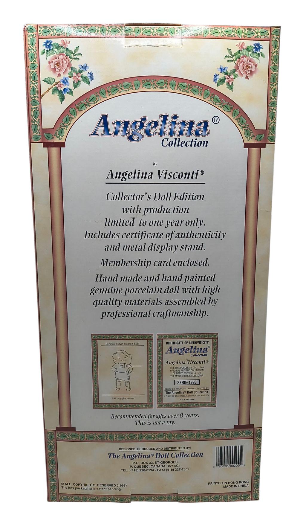 1998 Angelina Visconti Angelina Collection Victorian Pink & Blue Dress 16" Doll image 2