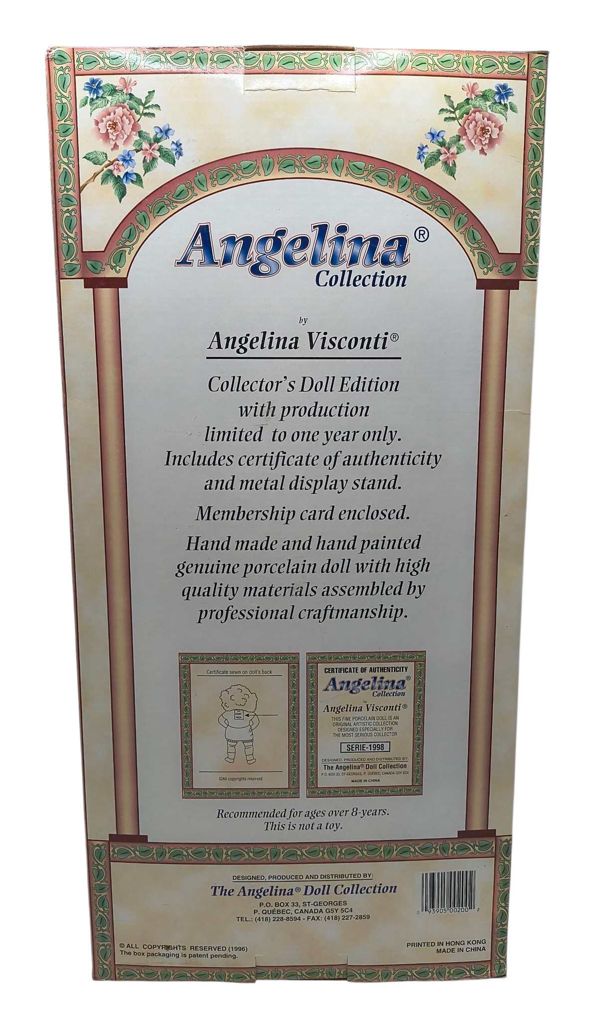 1998 Angelina Visconti Angelina Collection Victorian Pink & Blue Dress 16" Doll image 2