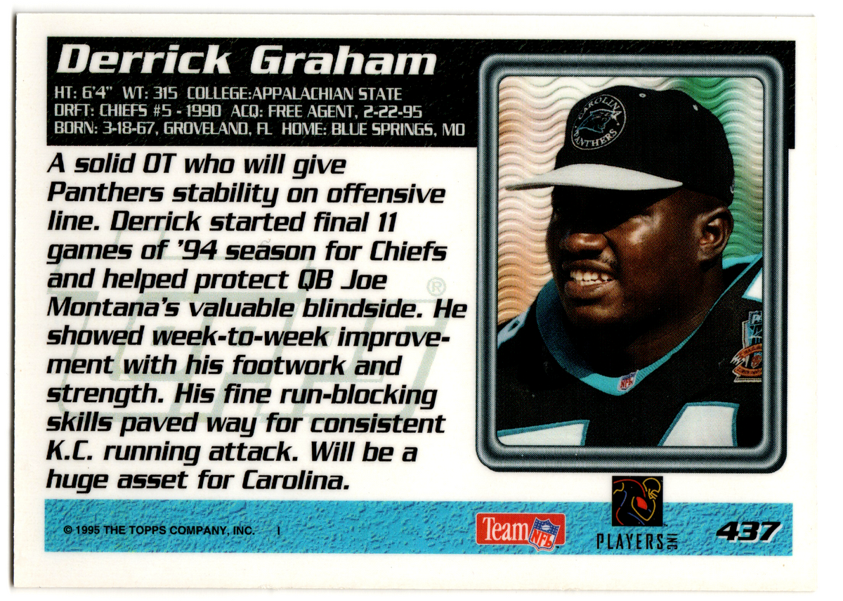 1995 Topps Panthers Derrick Graham Rookie RC #437 Foil image 2