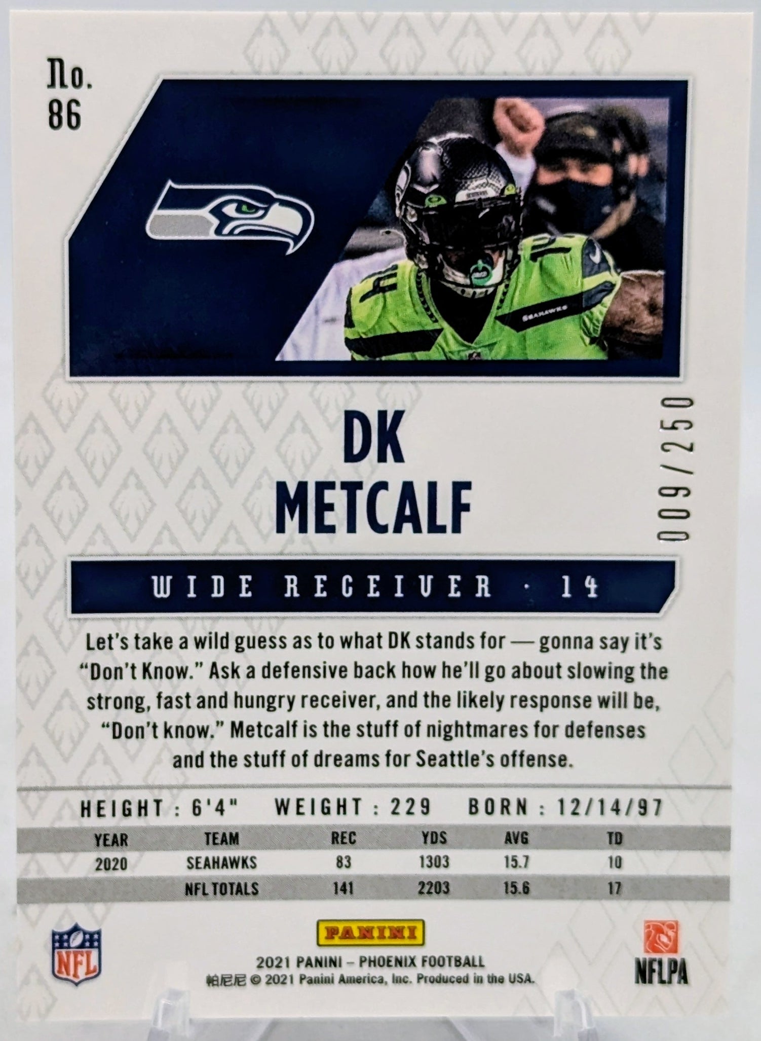 2021 Panini Phoenix DK Metcalf #86 Red Prizm /250 Seahawks image 2