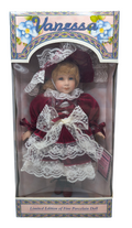 1997 Vanessa Ricardi Limited Ed. Porcelain 16" Vanessa Doll Red White Velvet