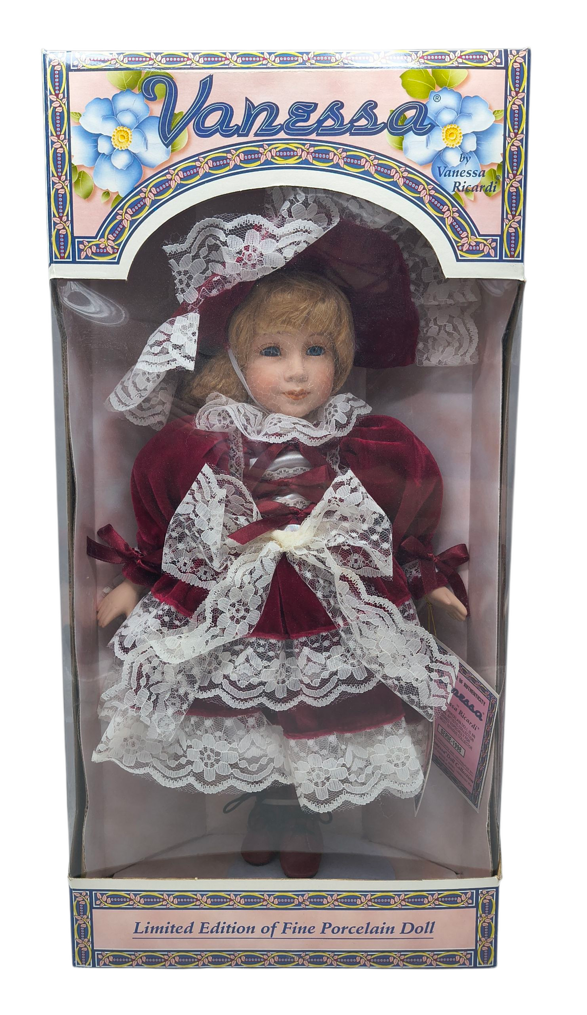 1997 Vanessa Ricardi Limited Ed. Porcelain 16" Vanessa Doll Red White Velvet