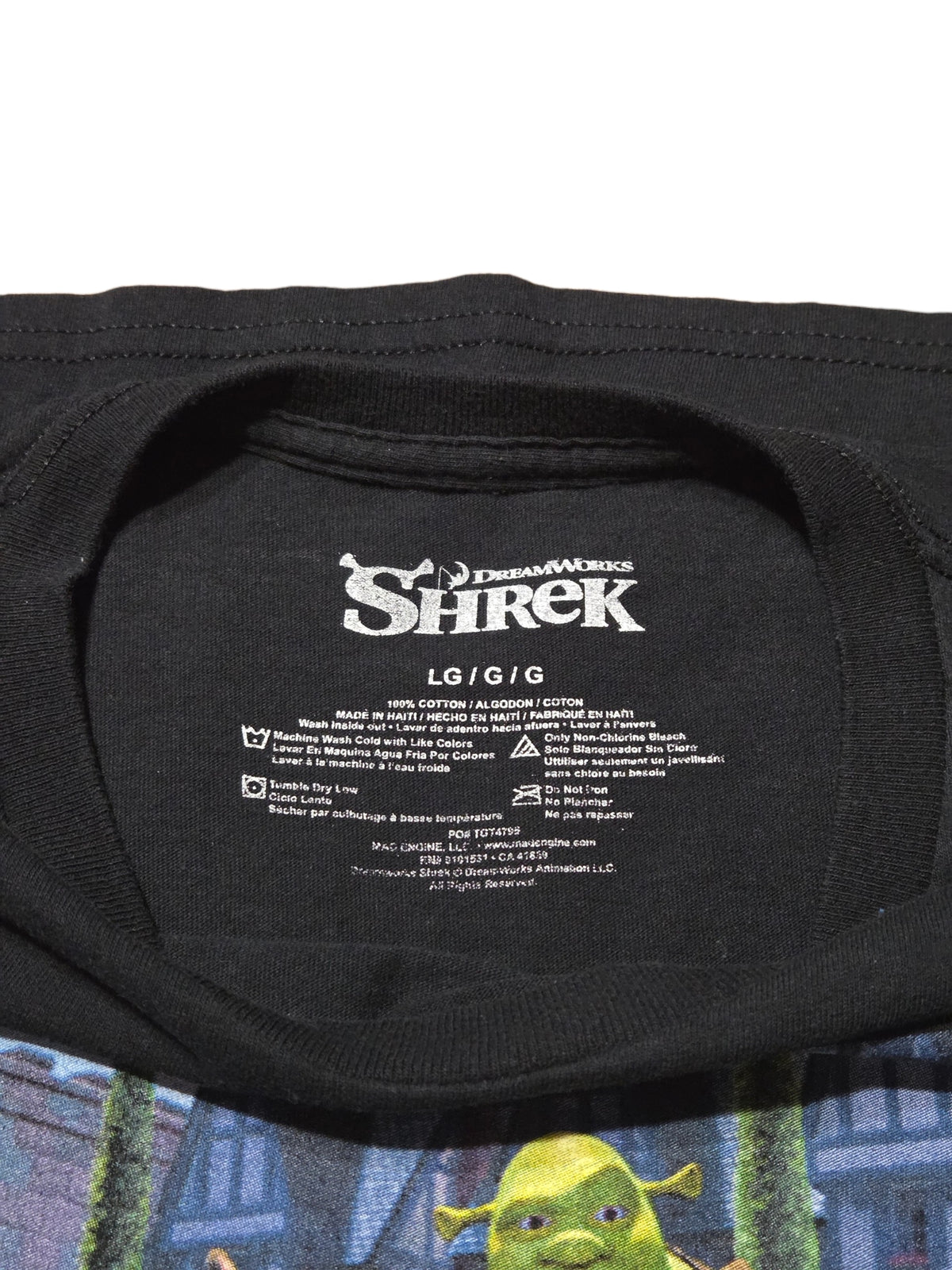 Dreamworks Shrek and Donkey Movie Scene Black Graphic T-Shirt Size Large image 3