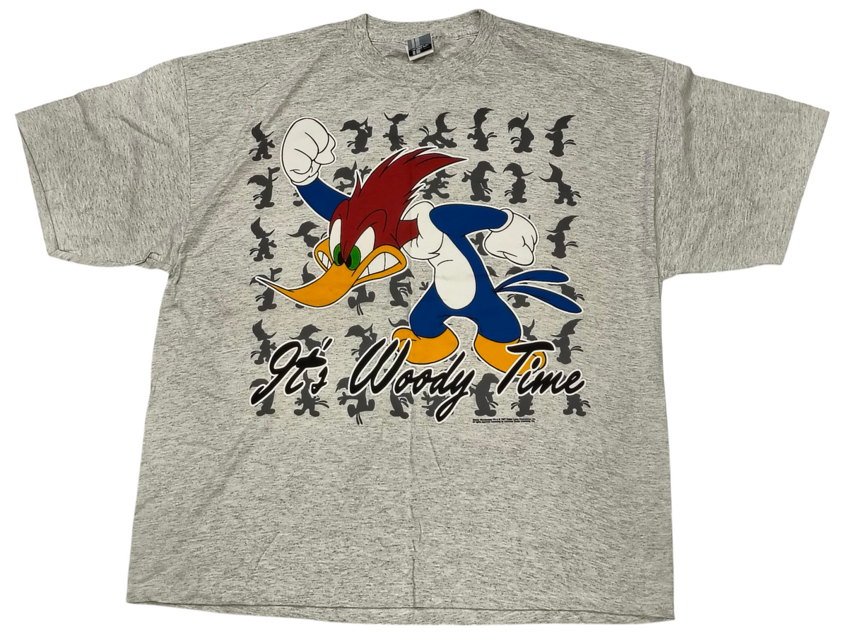 Vintage Grafix by Gotcha Woody Woodpecker "Its Woody Time" Grey X-Large T-Shirt