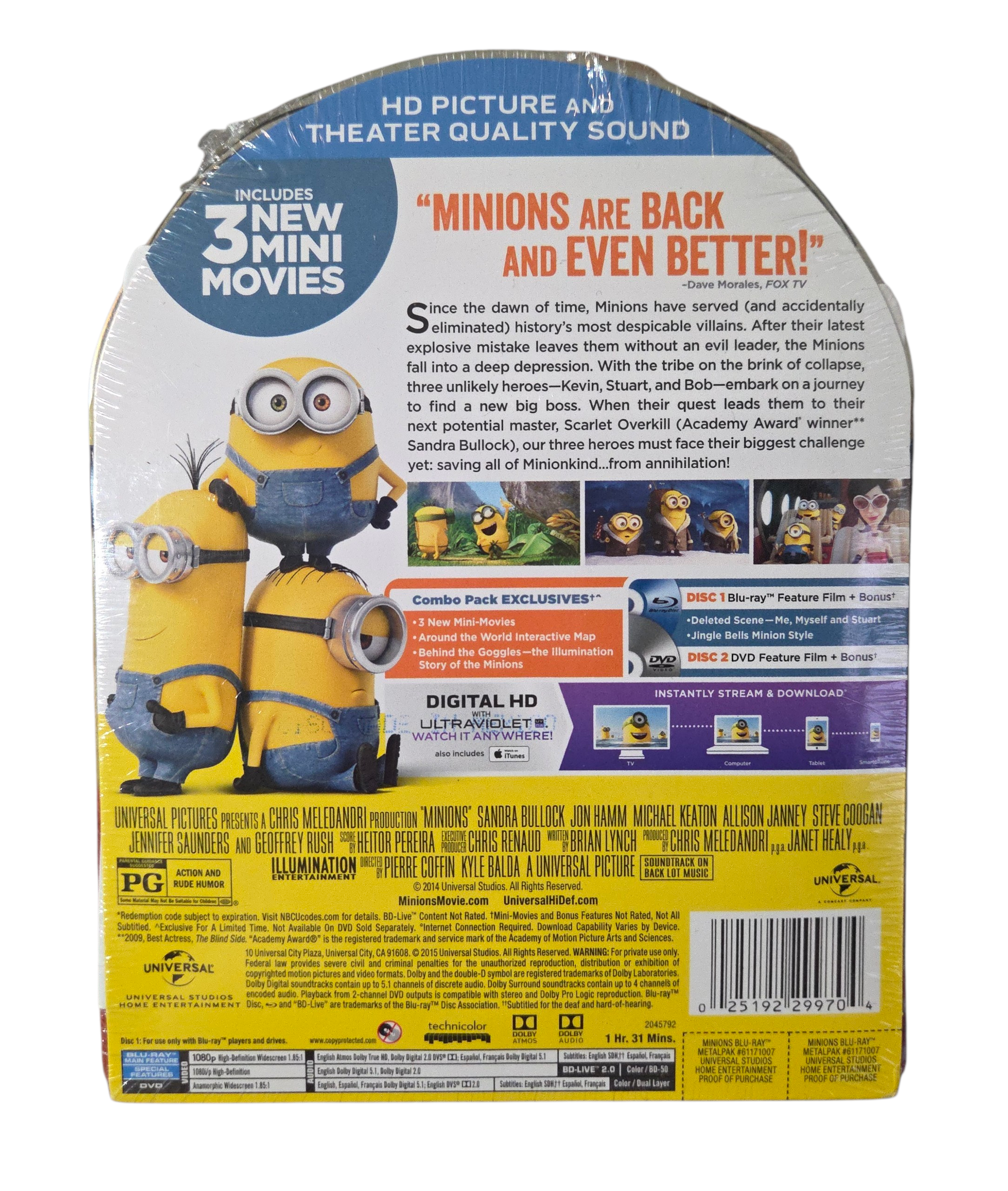 Minions Target Limited Deluxe Edition w/ 3 Mini Movies Steelcase Blu-ray DVD image 2