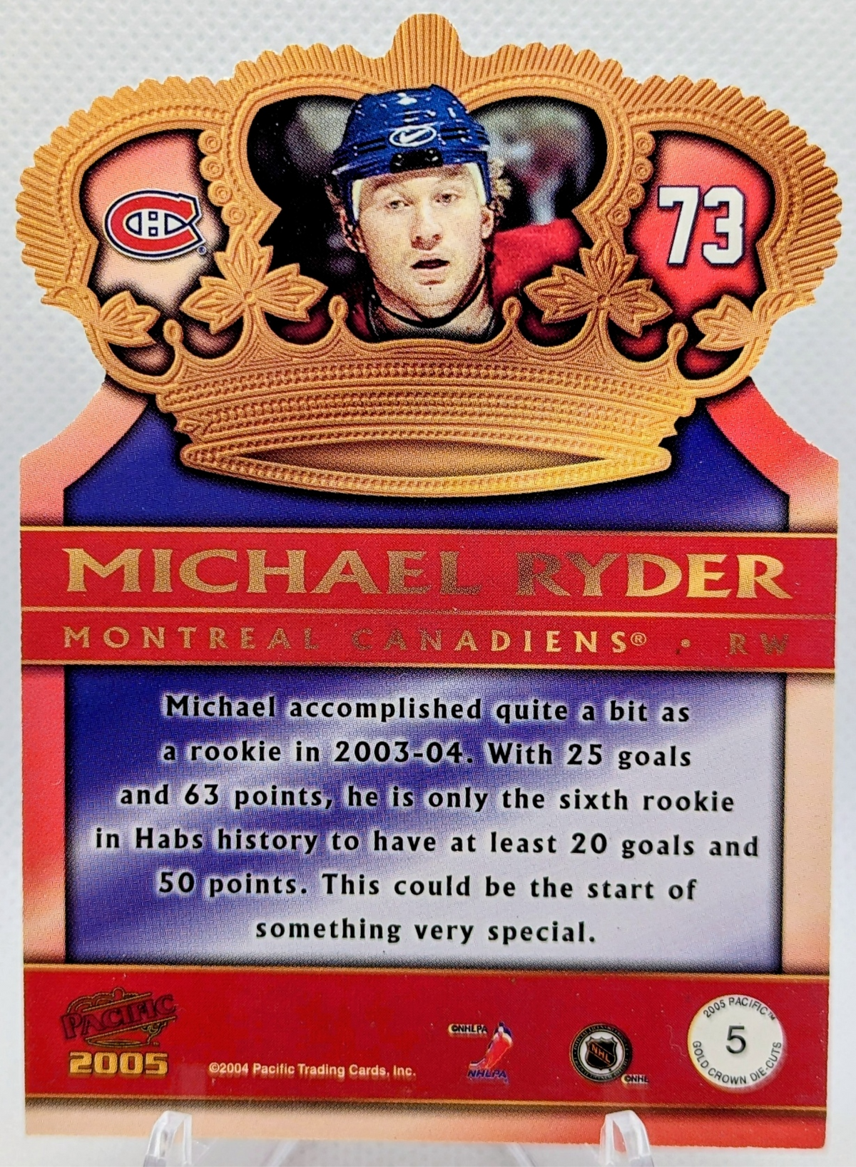 2004-05 Pacific Gold Crown Die-Cuts #5 Michael Ryder Montreal Canadiens image 2