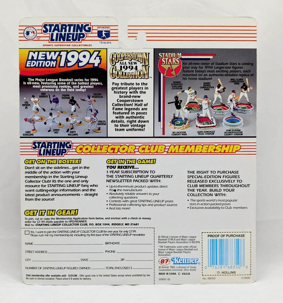 1994 Starting Lineup Dave Hollins Philadelphia Phillies Baseball Figure image 2