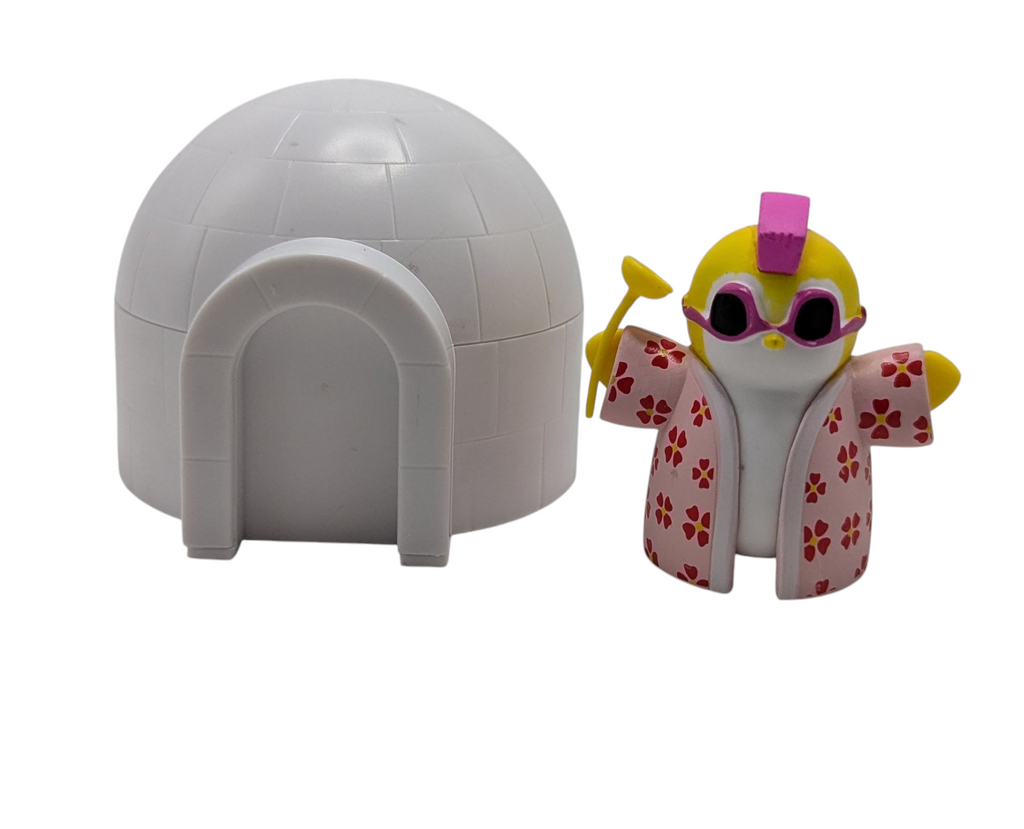 PMI Pudgy Penguins Yellow With Pink Mohawk W Igloo Collectible Figure 2inch image 3