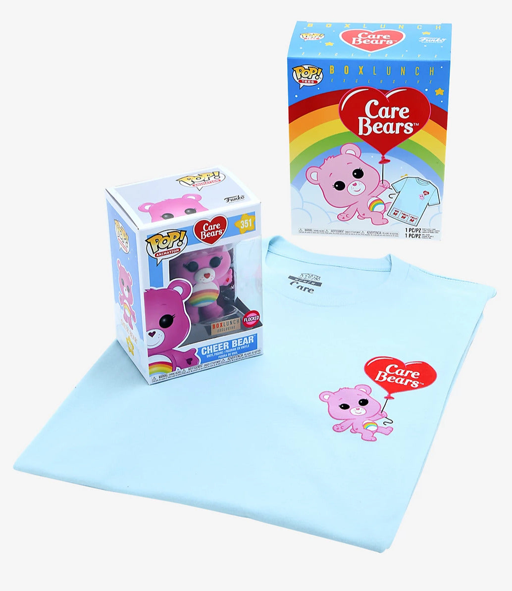 Exclusive Funko Pop! Tees Care Bears Cheer Bear T-Shirt & Flocked Pop #351 image 2