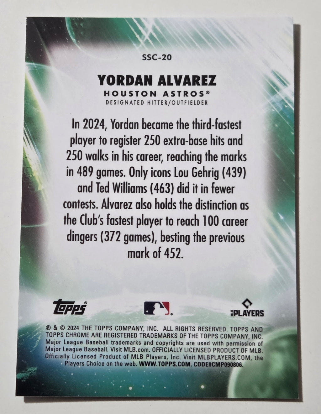 2024 Topps Chrome Update Series - Stratospheric Stars Yordan Alvarez #SSC-20 image 2