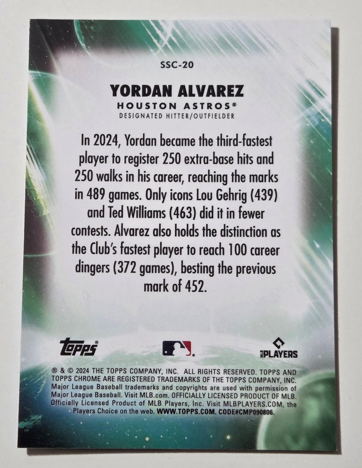 2024 Topps Chrome Update Series - Stratospheric Stars Yordan Alvarez #SSC-20 image 2