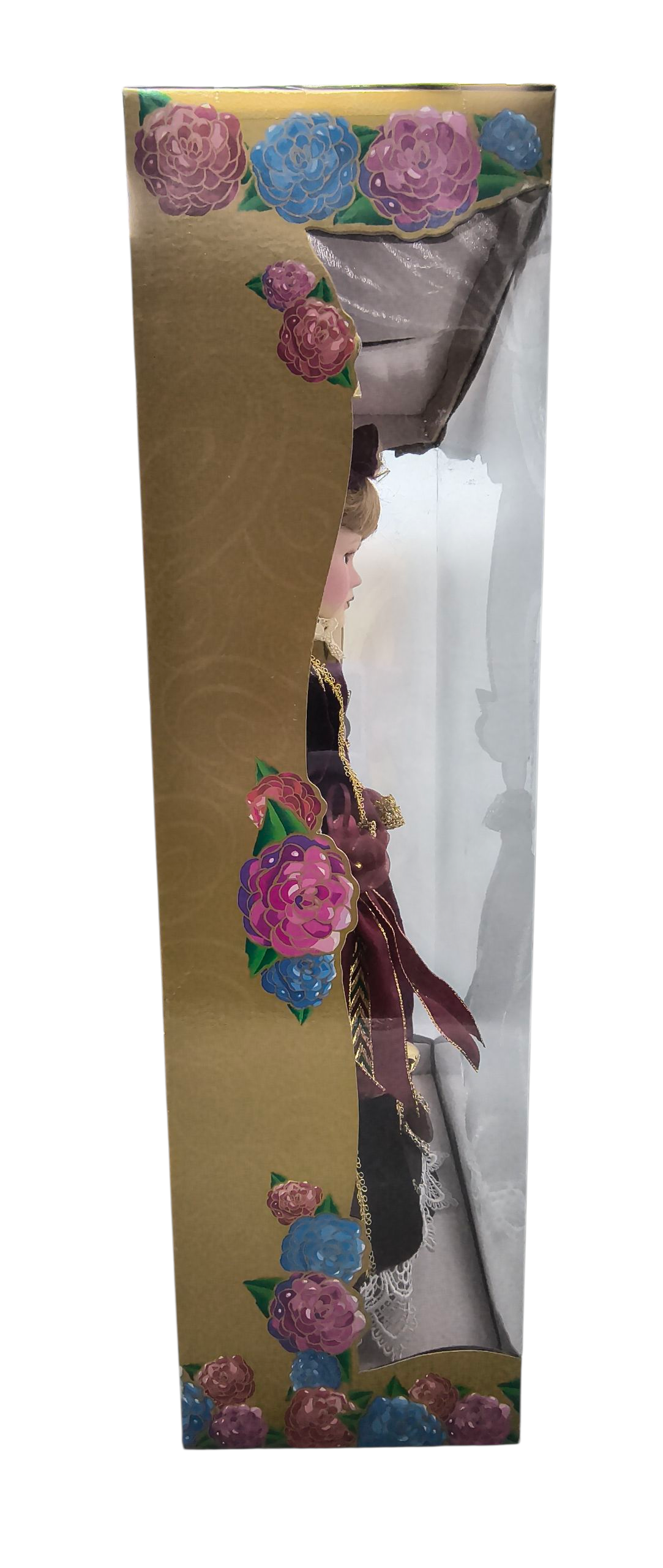 1997 Brass Key Camellia Garden Burgandy Dress w/ Gold Trim 16" Blonde Doll image 4