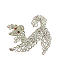 60s Sassy Gold Silver Tone French Poodle With Rhinestones Brooch
