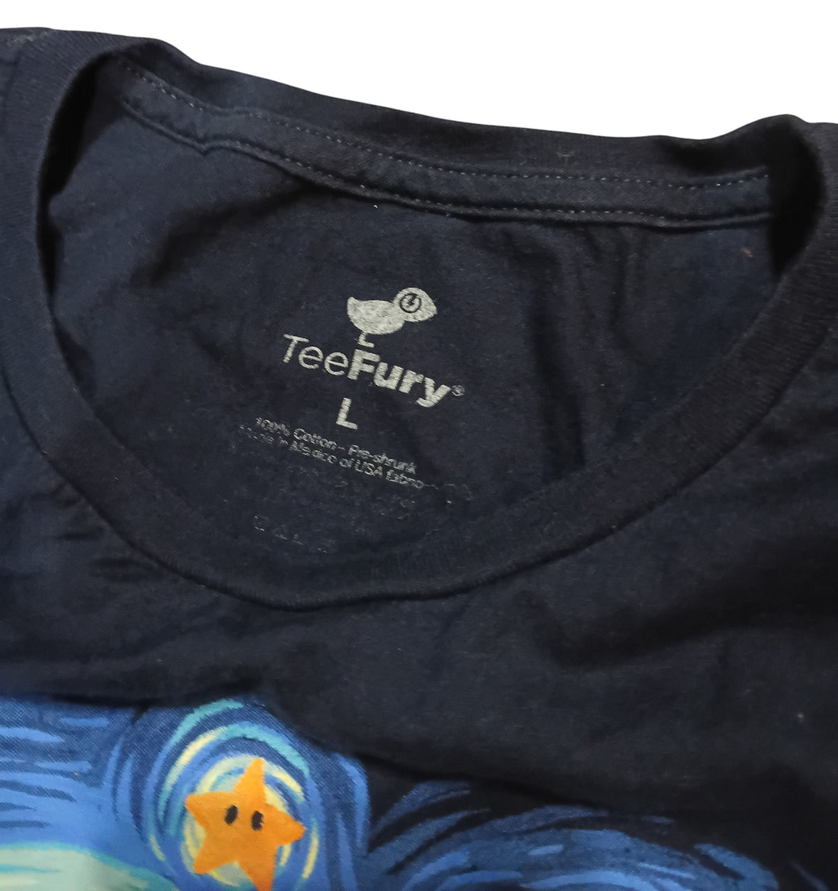 TeeFury Super Mario Starry Night Graphic Slim Fit Womens Large T-Shirt image 3