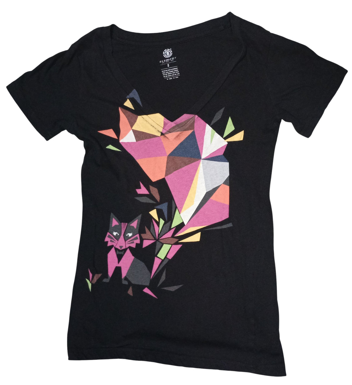 Element Geometric Shapes Fox Black Womens Size Small T-Shirt