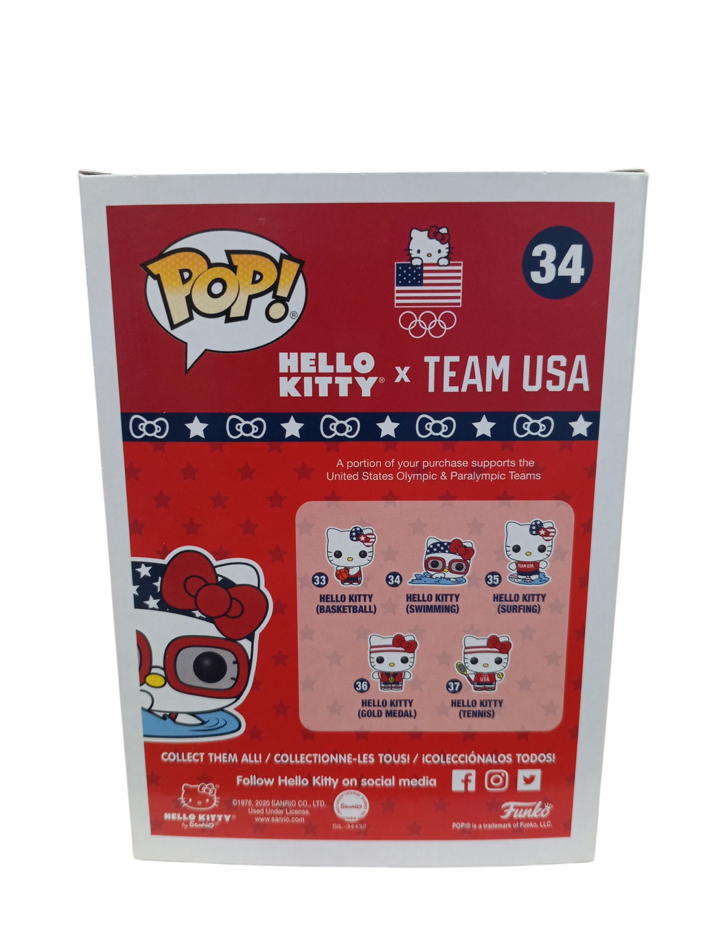 Funko Pop! Hello Kitty x Team Olympics USA Hello Kitty Swimming #34 Vinyl Figure image 2