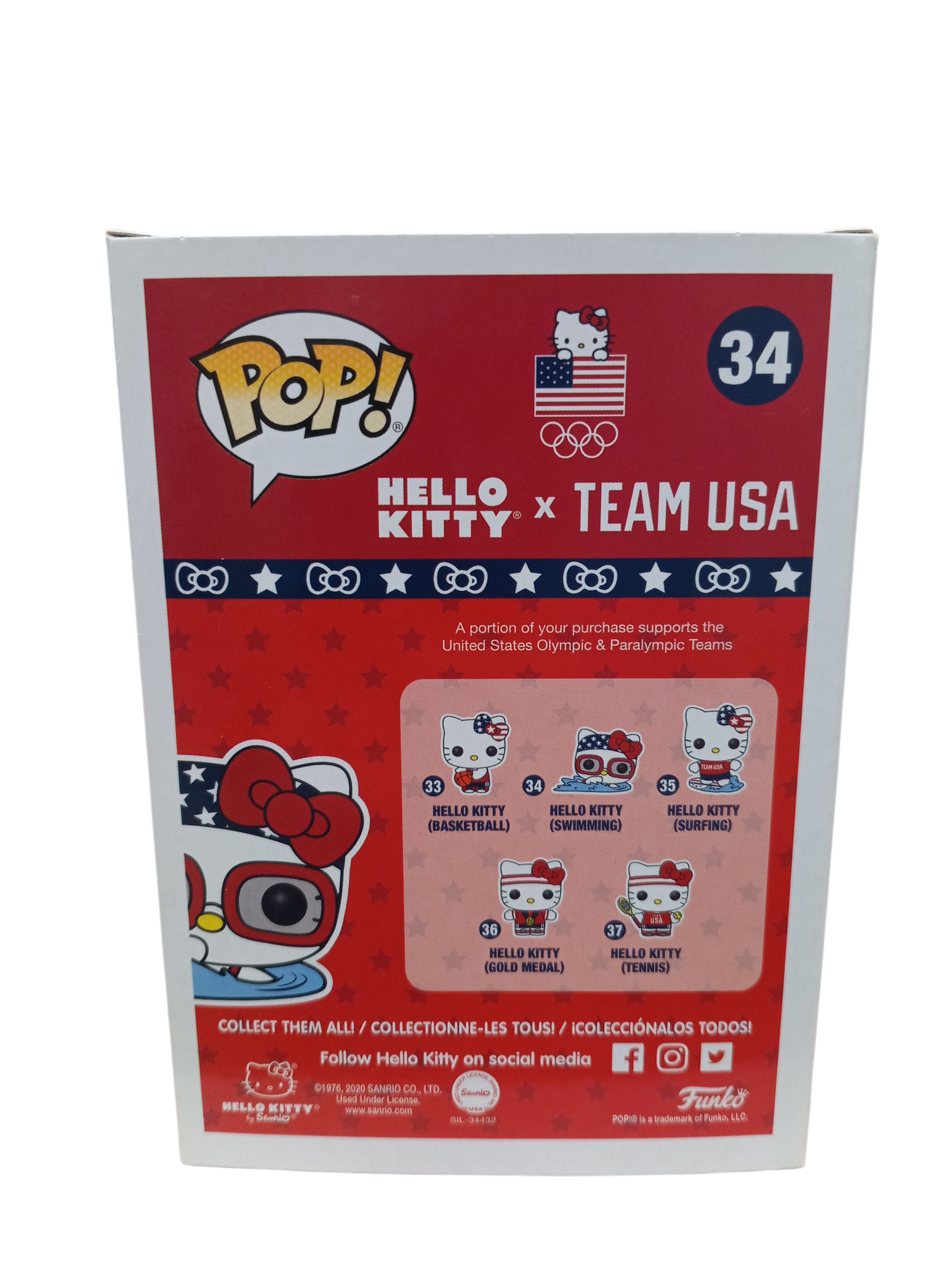 Funko Pop! Hello Kitty x Team Olympics USA Hello Kitty Swimming #34 Vinyl Figure image 2