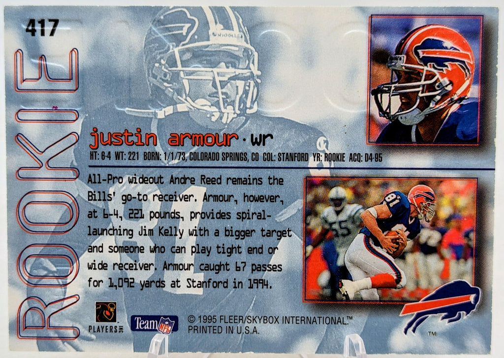 1995 Fleer Ultra Gold Medallion Buffalo Bills Football Card #417 Justin Armour image 2