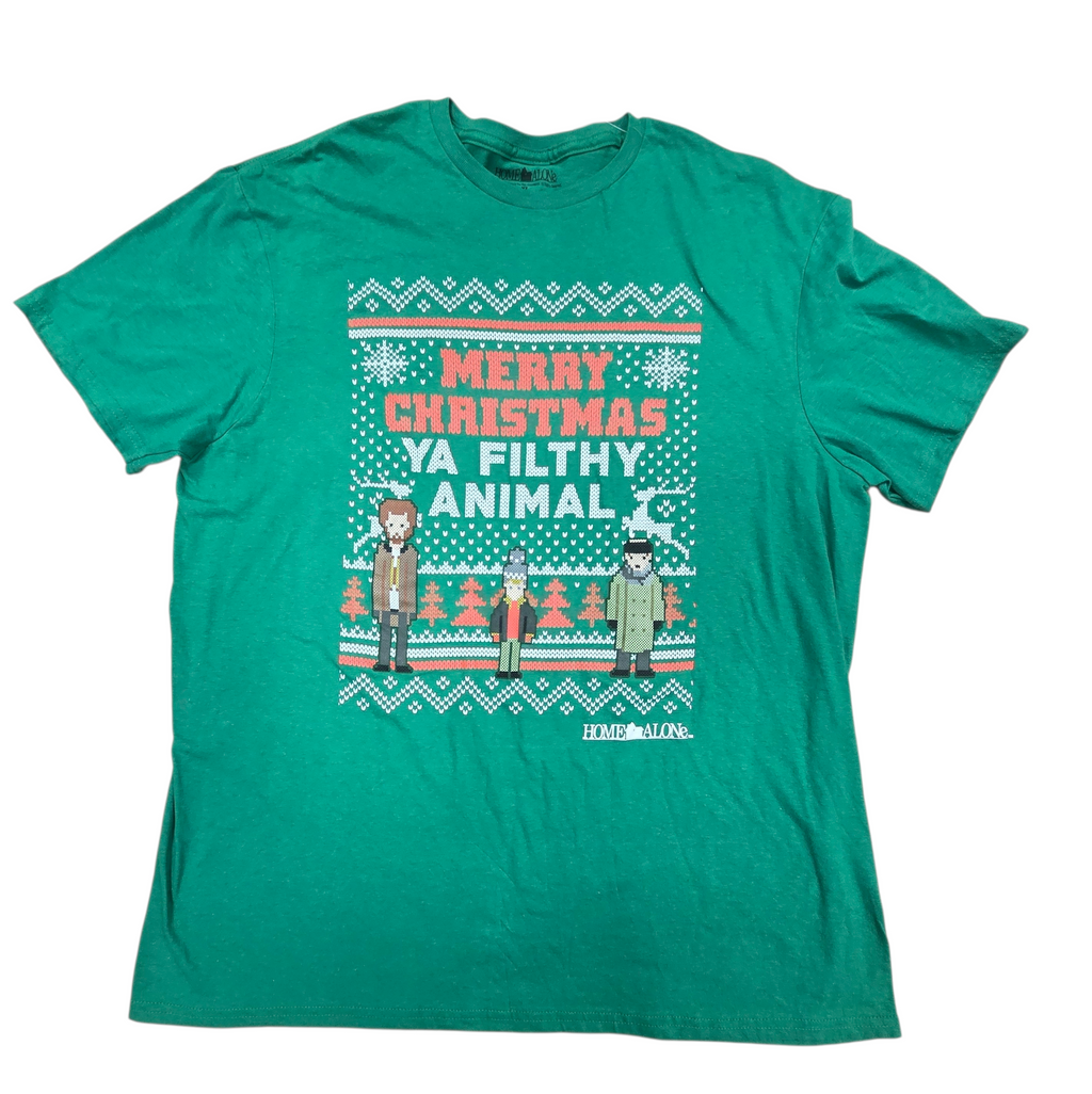 Home Alone Green Merry Christmas Ya Filthy Animal Ugly Sweater T-Shirt Size XL