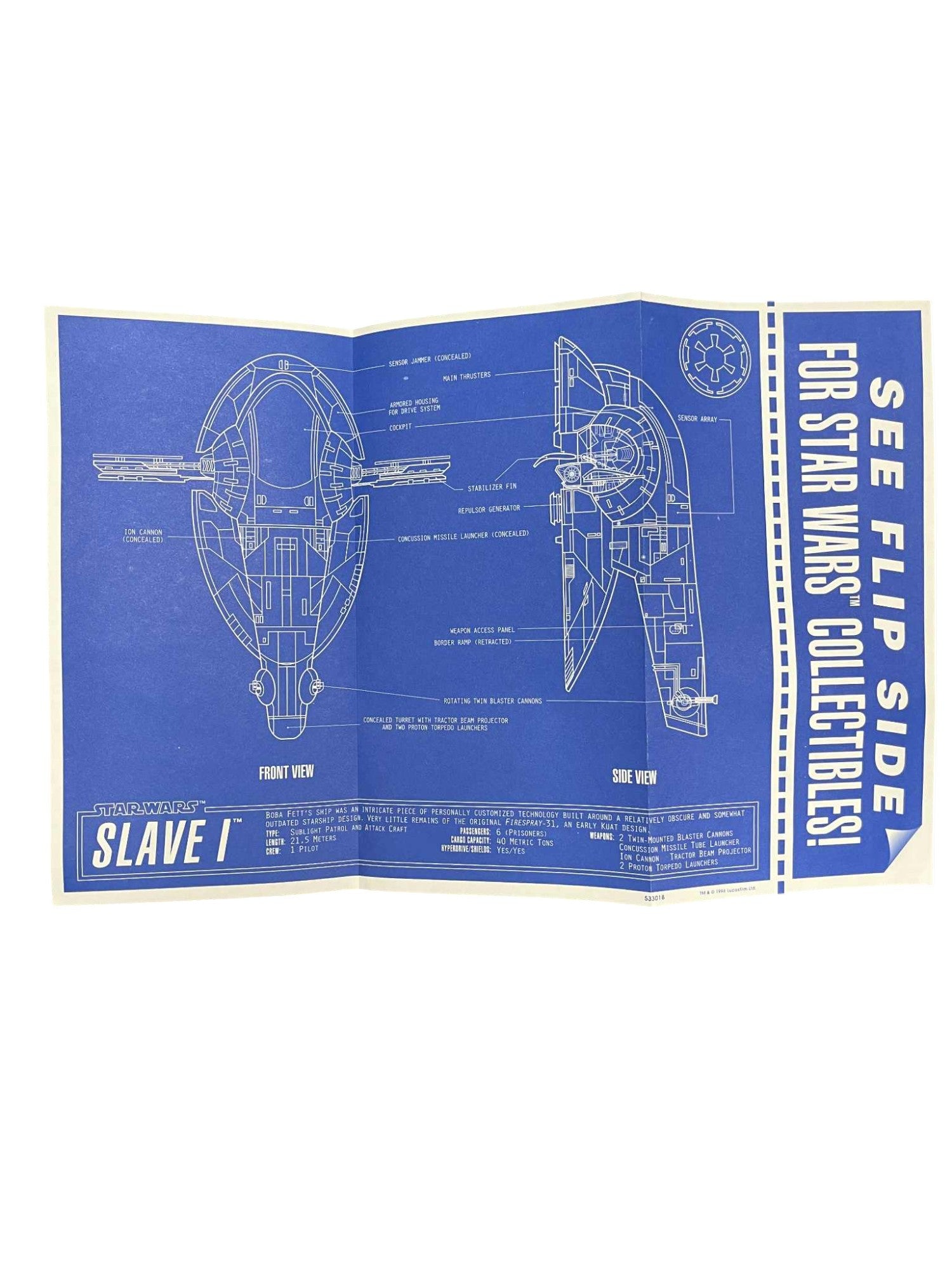1994 Zanart Star Wars Slave 1 Blueprint 11x14 Poster - DT