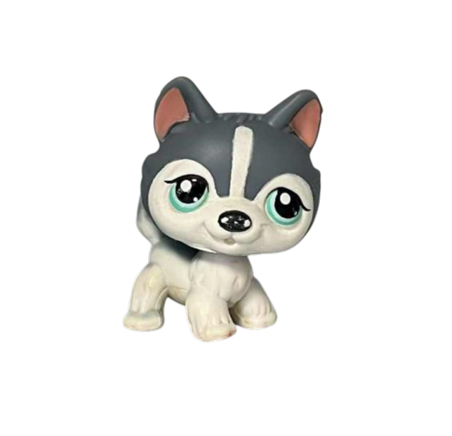 2007 Hasbro LPS Littlest Pet Shop Husky #210 White Grey w/ Teal Eyes